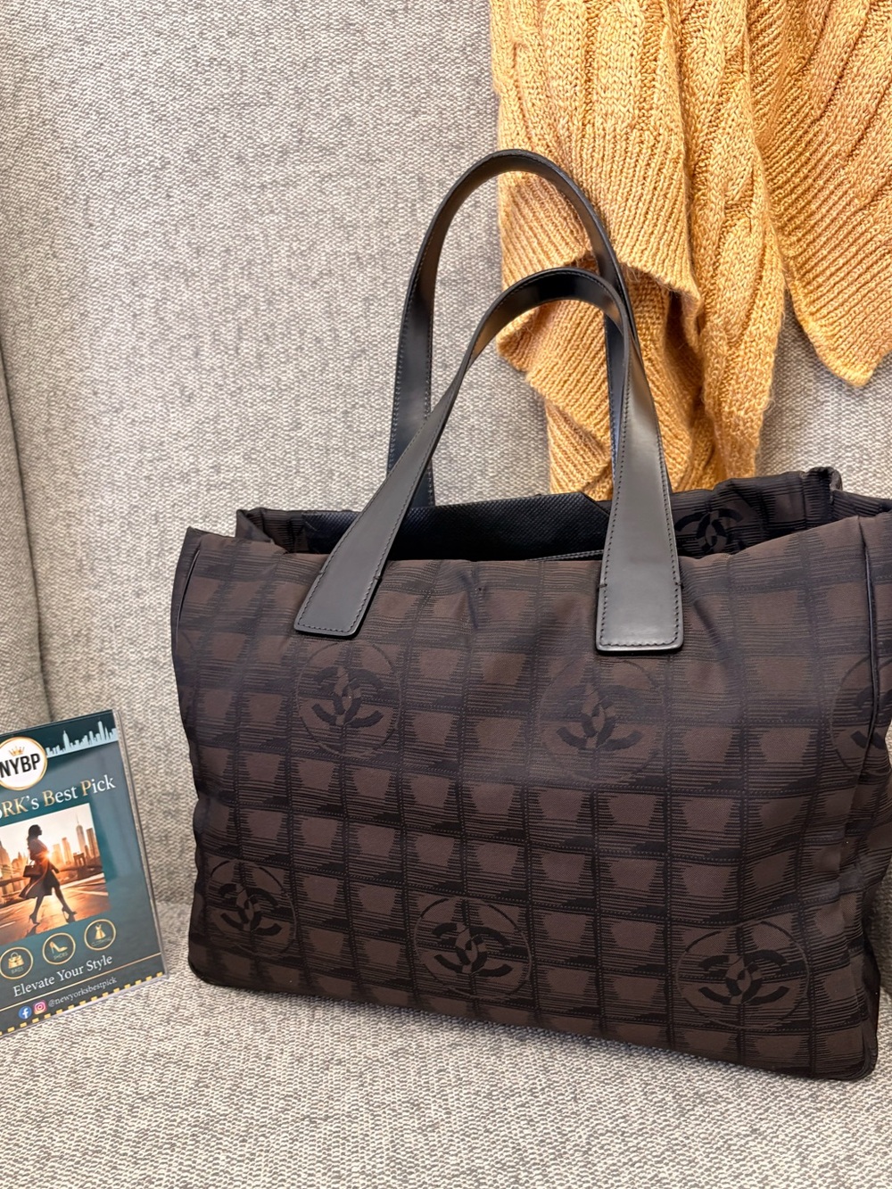 CHANEL Black Quilted Logo Interior Tote